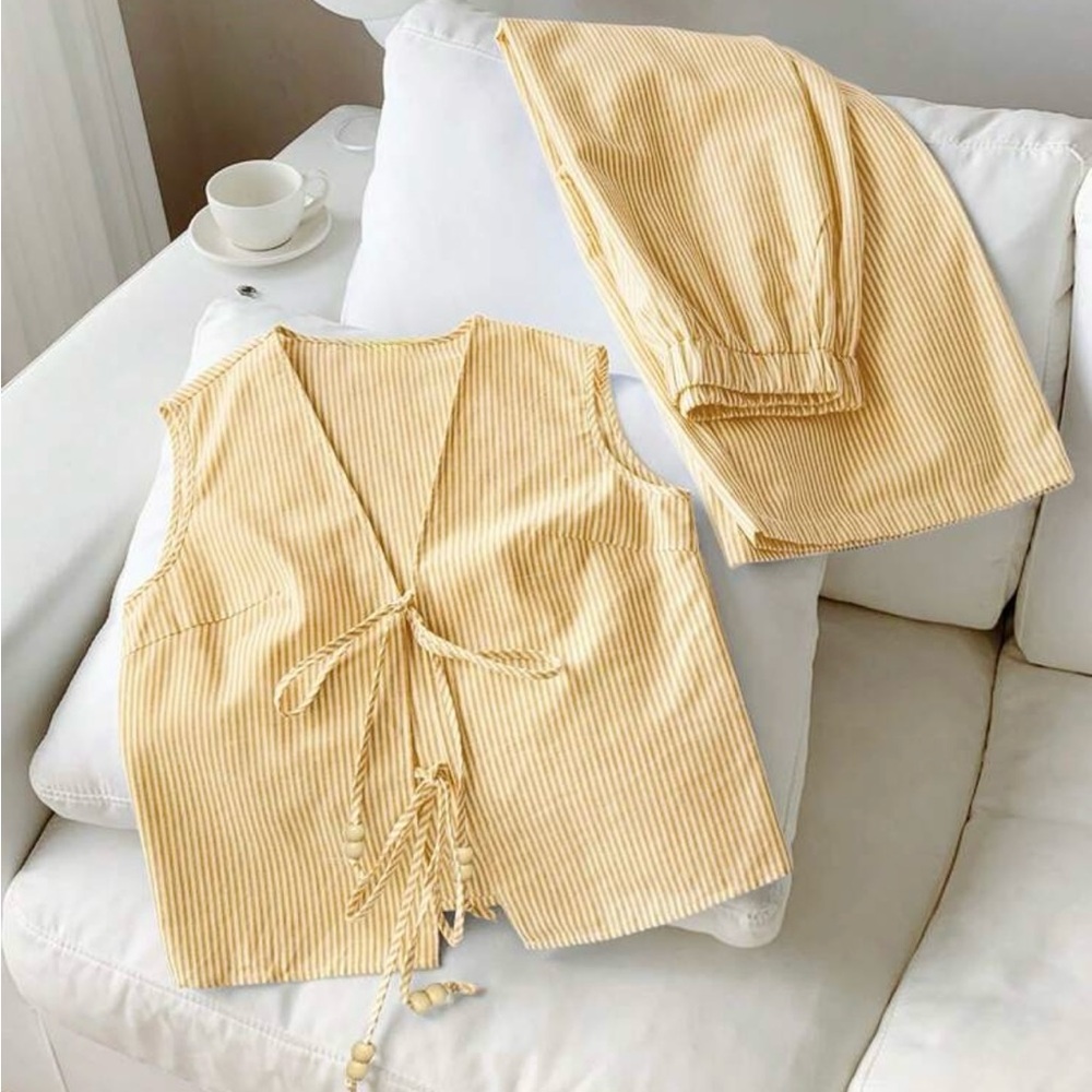 Yellow Striped Women’s Two piece set - Picture 6 of 6